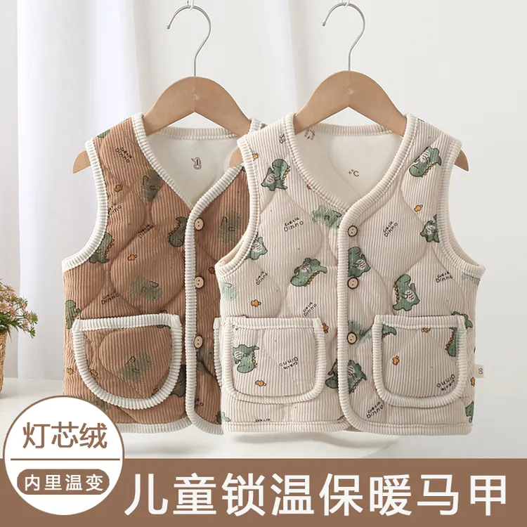 【10A抗菌】儿童马甲夹棉外穿秋冬加厚保暖棉坎肩宝宝自发热背心