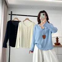 气质长袖大码胖mm显瘦针织打底衫宽松减龄遮肉开衫上衣6025