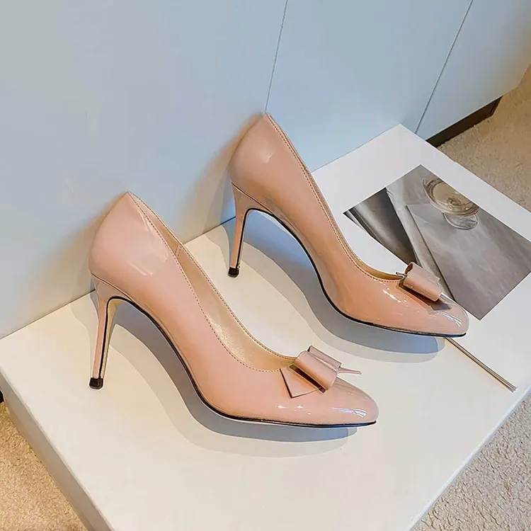 小众气质蝴蝶结女士高跟鞋2025春夏季新款法式配裙子浅口细跟单鞋