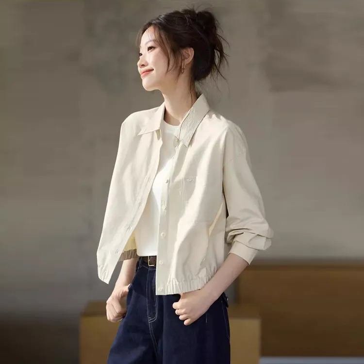 2025春秋季新款女士衬衫短外套轻薄户外肌理感休闲夹克超好看上衣