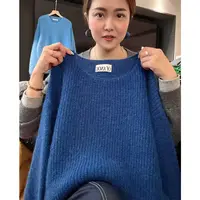 秋冬新款百搭显瘦圆领长袖套头针织女上衣-5256