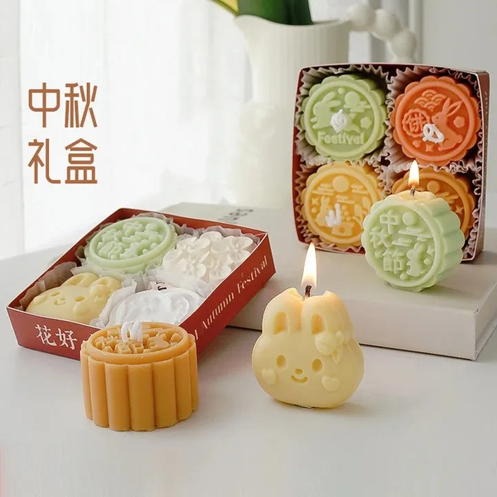 中秋香薰蜡烛礼物手工香氛造型月饼蜡烛摆件实用礼品创意伴手礼
