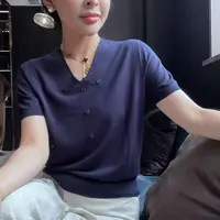 【天丝+桑蚕丝】显瘦纯色简约百搭针织短袖T恤女上衣薄 MG8131