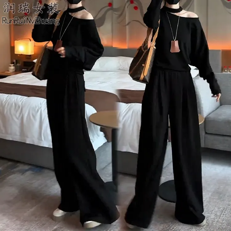 设计感时尚套装女2025秋季新款宽松显瘦百搭气质长袖阔腿裤两件套