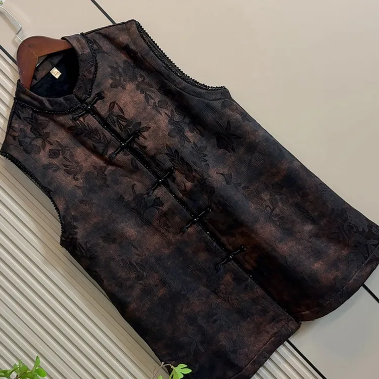 608新中式穿珠防古加绒马甲（衣长75左右有兜）