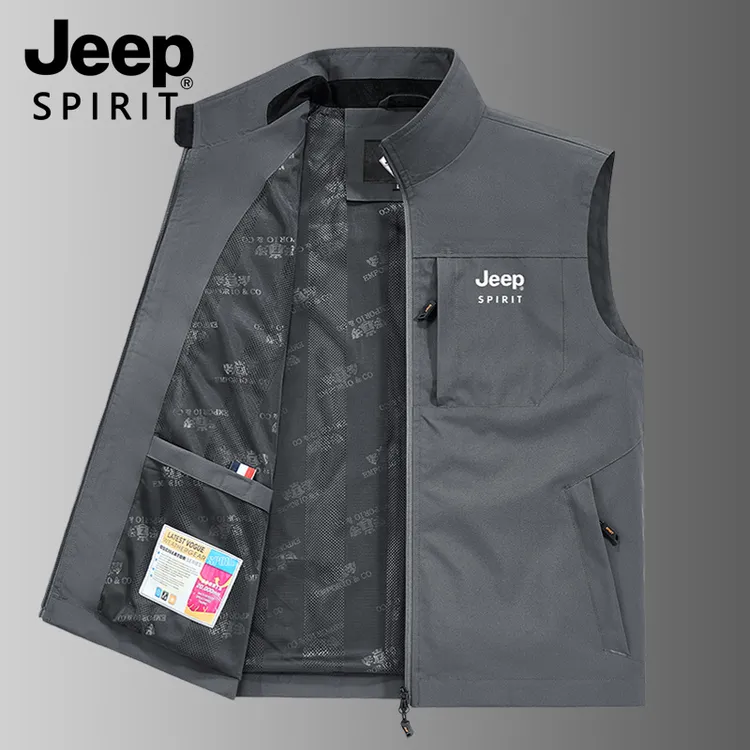 Jeep吉普男士大码马甲夏季薄款  户外速干休闲坎肩背心运动外套男