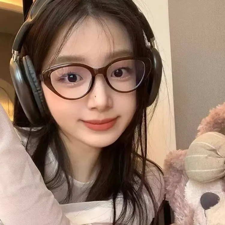 网红猫眼眼镜女配度数近视素颜神器方圆脸防蓝光平光眼睛框镜架