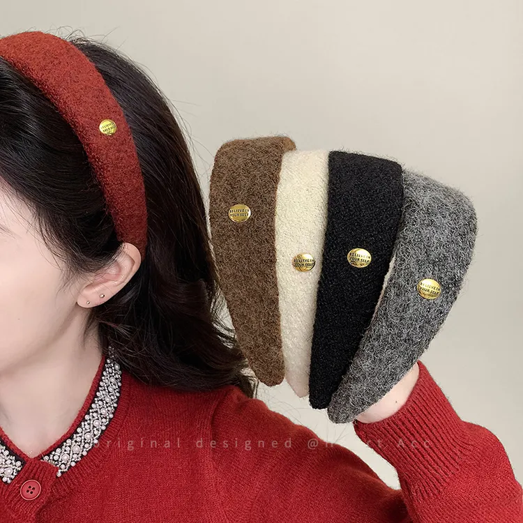 质感超棒！宽版毛呢金标发箍女气质外出百搭头箍法式高级感发饰品~