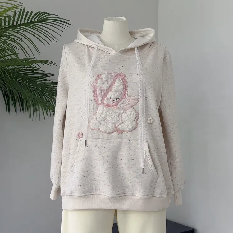 田园小羊｜大码胖mm甜美可爱连帽卫衣女2025新款秋冬可爱小羊上衣