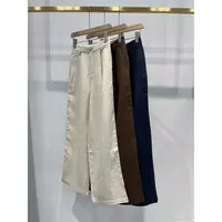 中高腰捏褶阔腿亚麻休闲长裤 GM50141