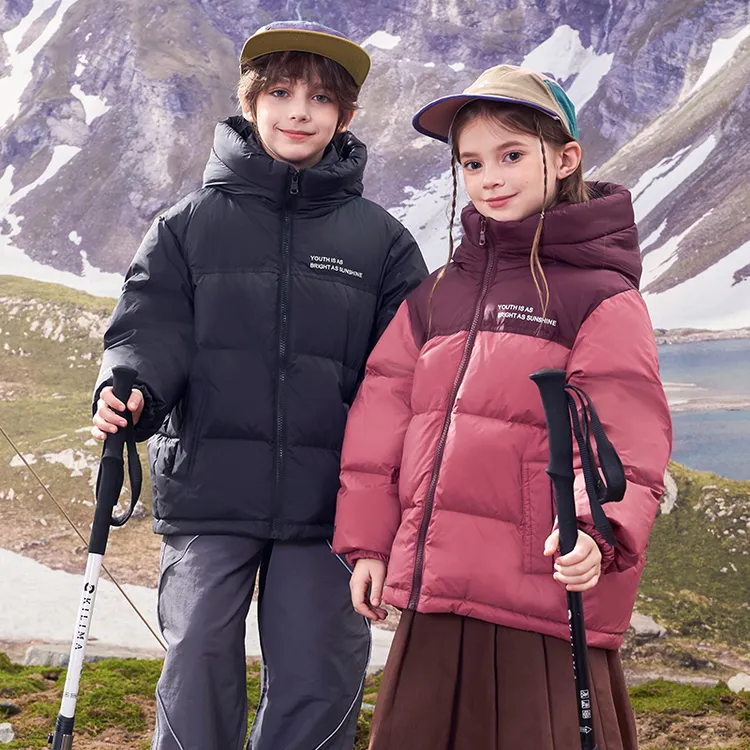 【亲子】雅鹿黑色金标短款羽绒服男女童洋气保暖冬季新款外套