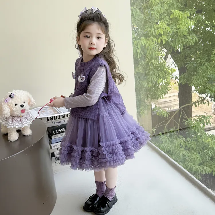 紫色公主裙女童连衣裙套装秋装儿童小童宝宝韩版洋气可爱童装裙子