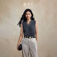 藏里羊珍藏版【小胎绒】“绒间花事” 爆款蕾丝领边纯山羊绒背心M1774