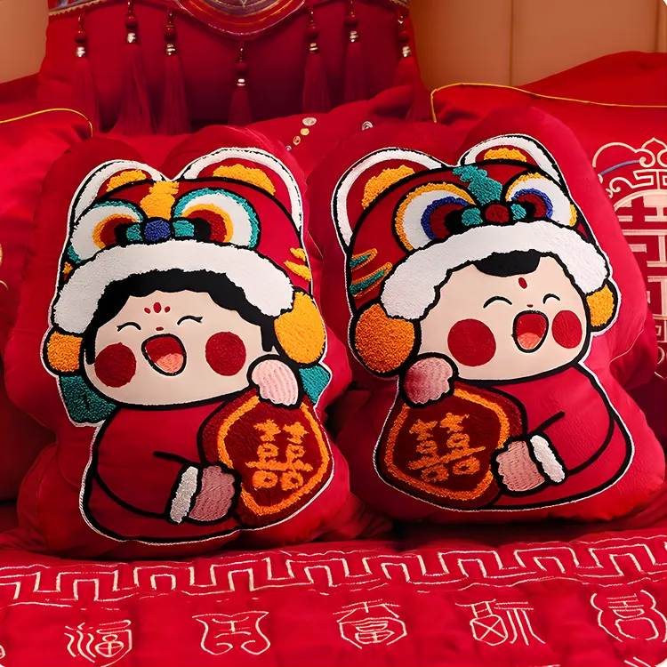 喜字抱枕一对结婚2026新款压床娃娃新娘陪嫁用品高档玩偶婚庆公仔