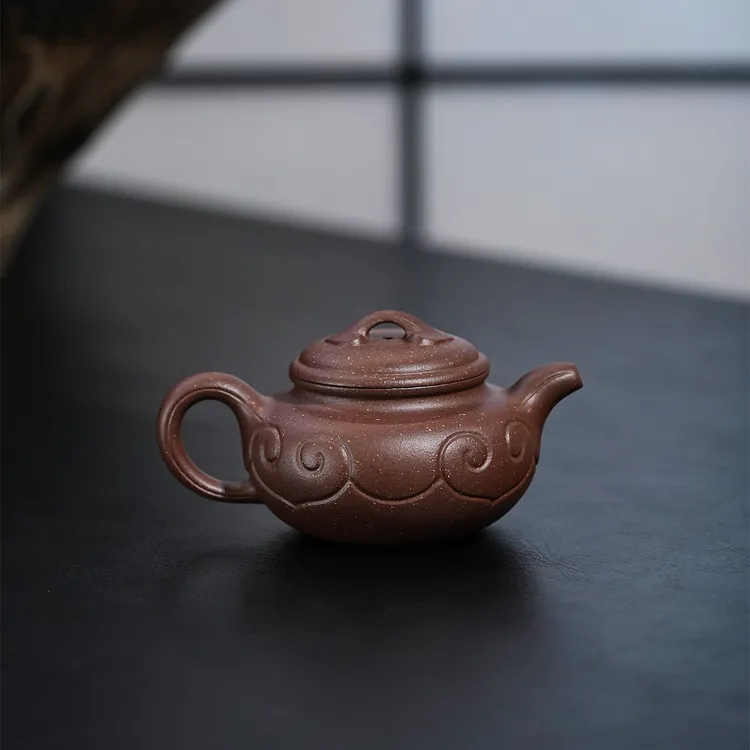 【顶蜀】仿古如意壶手工泥30目平台底槽清200cc紫砂壶纯手工全手工