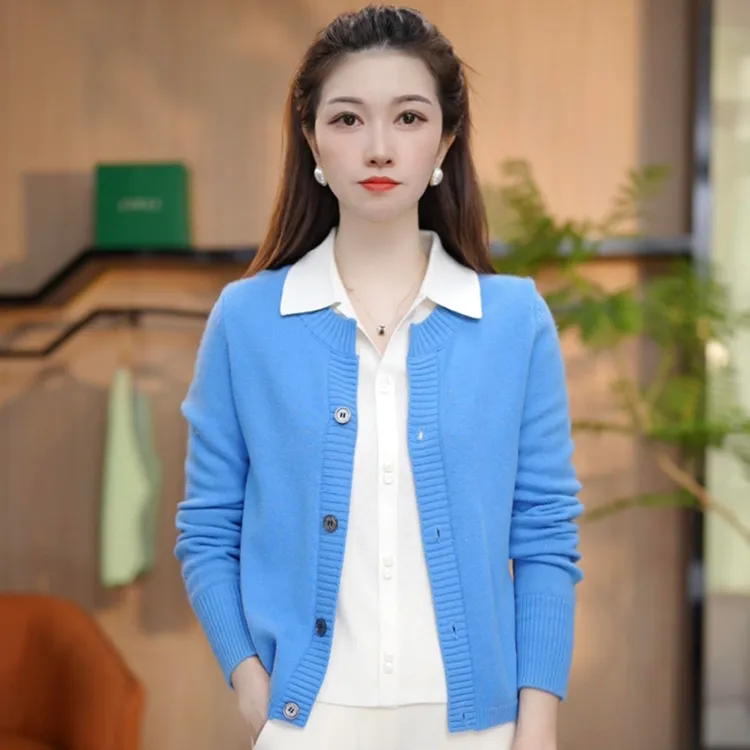 时尚气质针织开衫女2026春秋新款休闲显瘦洋气宽松百搭小个子外套