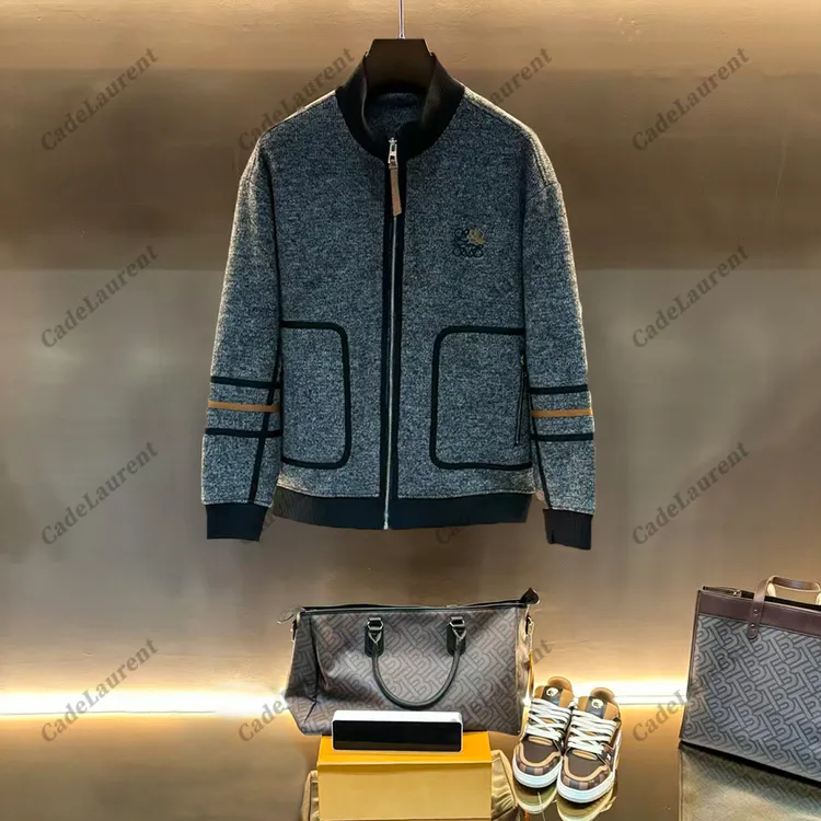 |早冬新款 拉链加厚重磅外套针织男女同款小立领长袖夹克BG-5200