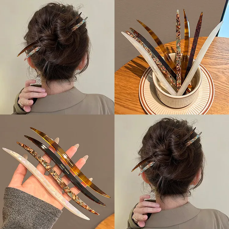 新中式醋酸发簪女高级感盘发神器气质丸子头加粗簪子头饰古风发钗