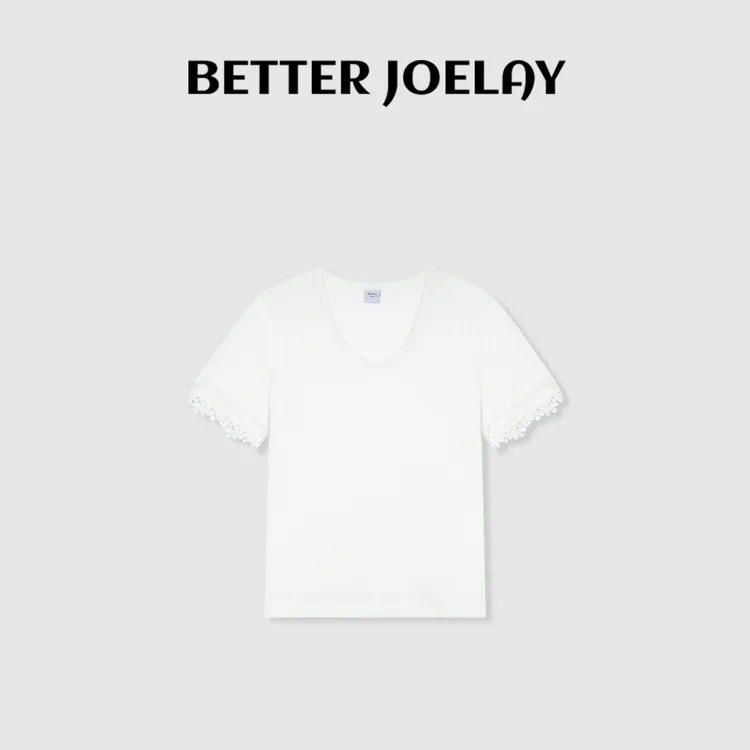BETTER JOELAY-【典雅花边】时尚短袖小版T恤休闲简约ZZ3986
