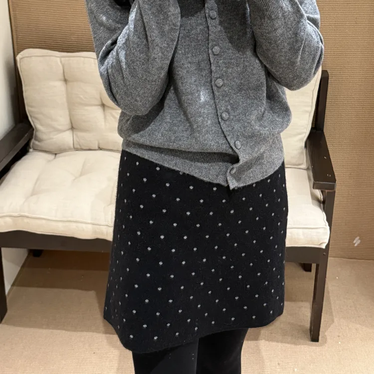 【梨花服饰】基础款浣熊波点针织短裙