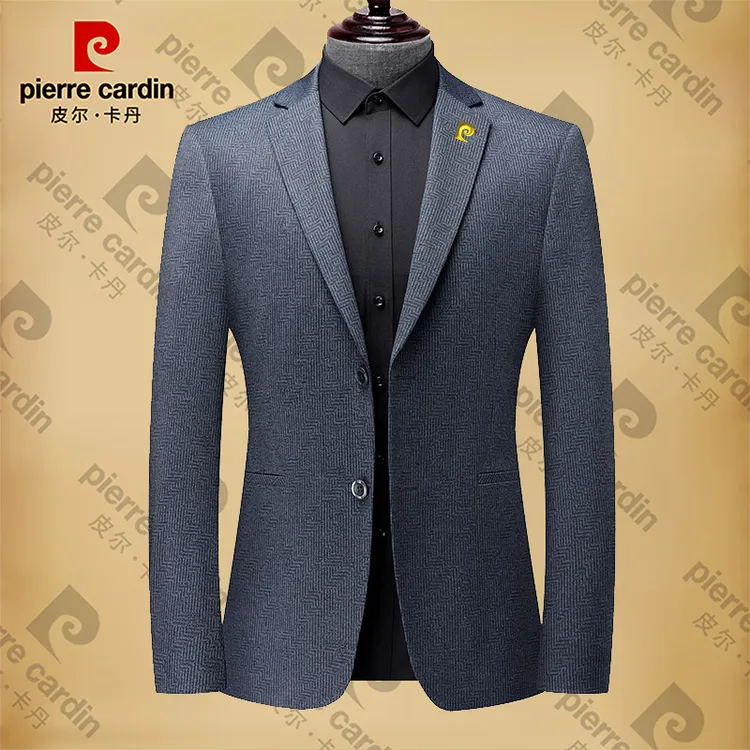 皮尔卡丹男士新款高档商务休闲春秋季时尚西服修身西装领外套男装