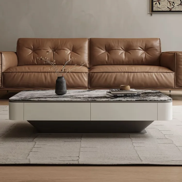 2025新款岩板超晶石茶几电视柜简约现代高端轻奢风客厅茶几客厅