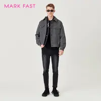 MARKFAST设计师品牌灰色宽松双面毛呢夹克情侣款冬M1CGU90800