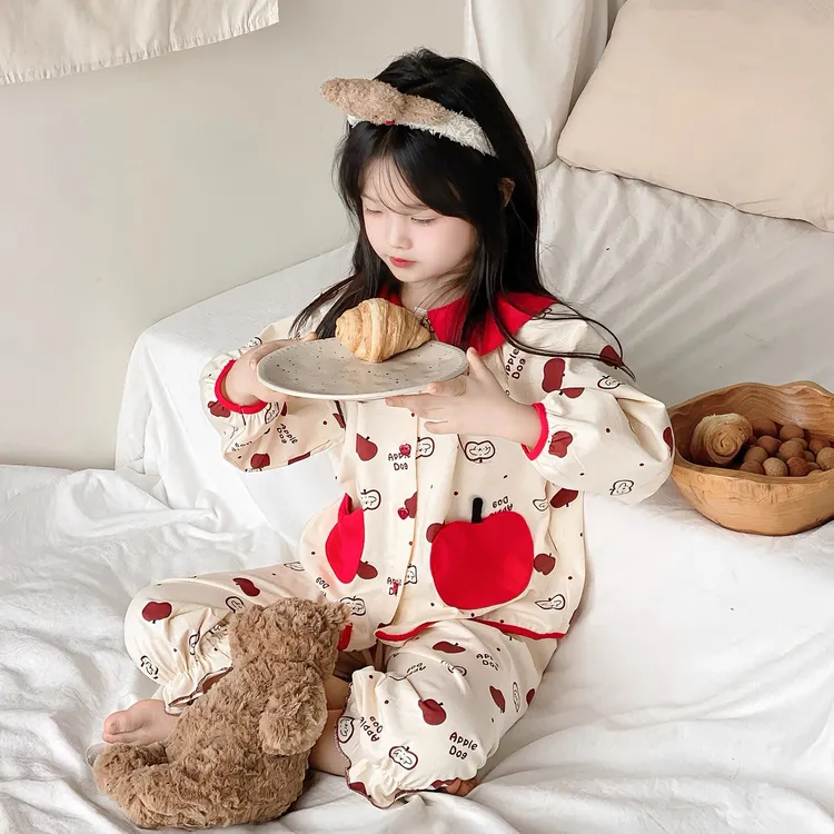 纯棉公主儿童睡衣2025新款小女孩春秋甜美长袖家居服女童居家套装
