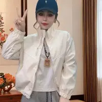 时尚立领女士冲锋衣外套25年秋季双拉链大码宽松小个子短款外套