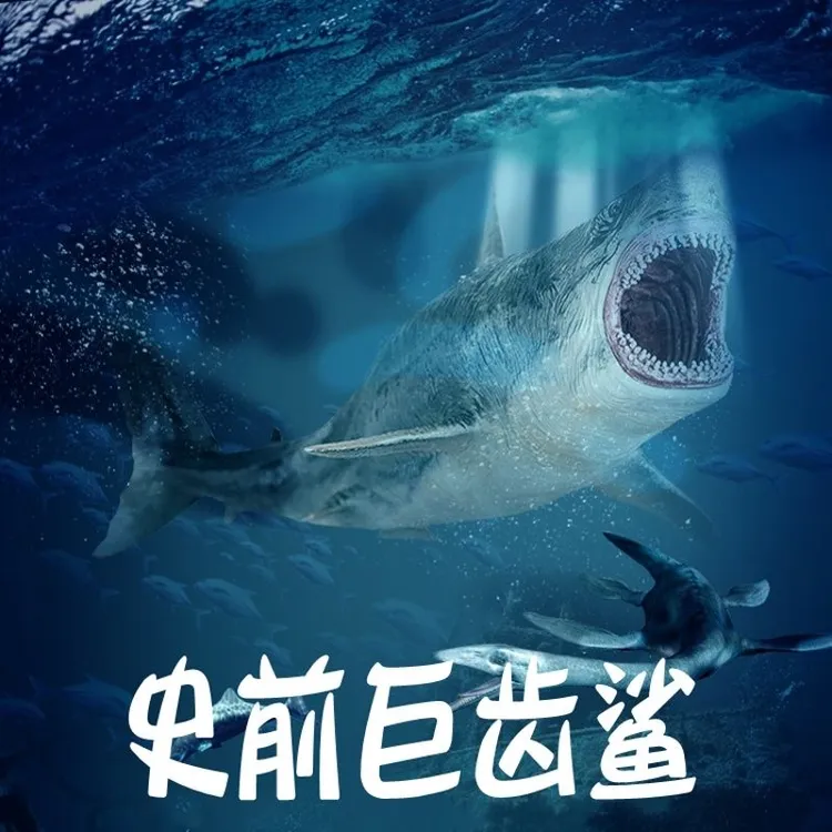 鲨鱼玩具仿真海洋动物玩具超大巨齿鲨玩具深海大白鲨模型摆件礼物