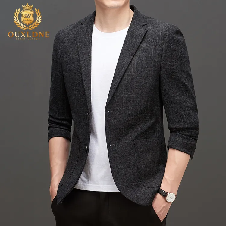 OUXLDNE 小西装外套男士秋季新款潮流结婚单西上衣服商务休闲西服