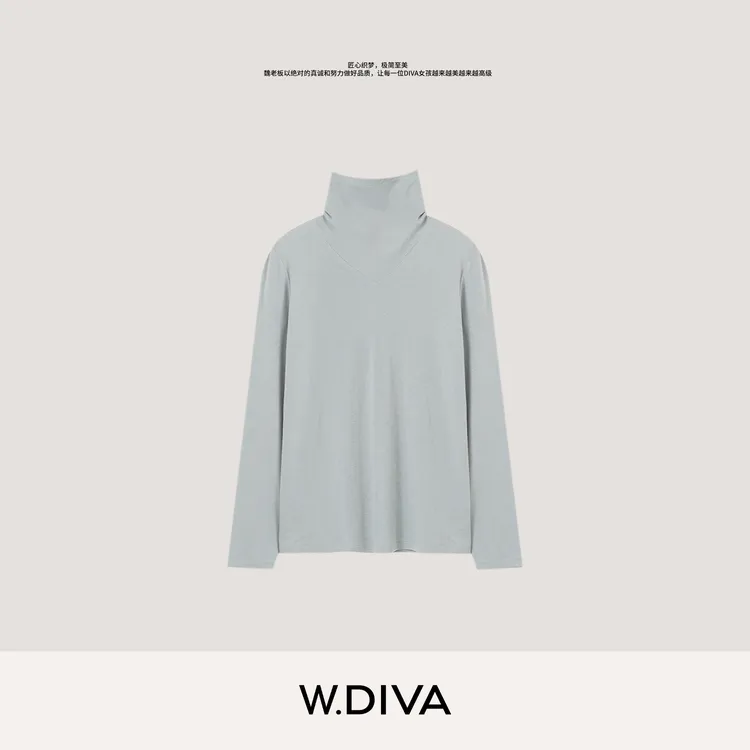 W.Diva【云感】高级感秋冬叠穿百搭高领长袖羊毛打底衫54T033297