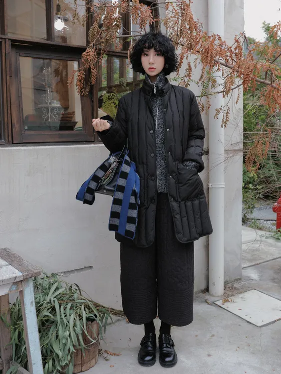 TT设计师【漫步华尔街】冬季时尚简约保暖鹅绒长款羽绒服TT191392