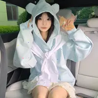 春秋卫衣男女款爆款2025满印公仔披肩连帽上衣秋冬宽松情侣外套