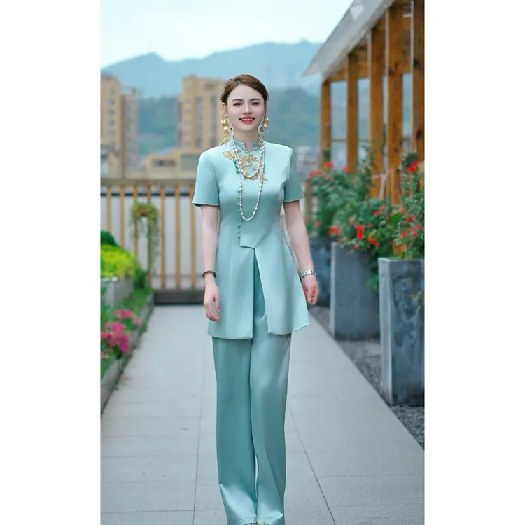 鑫-88010-2025新款【金凤玉露】新中式国风中山装气质套装