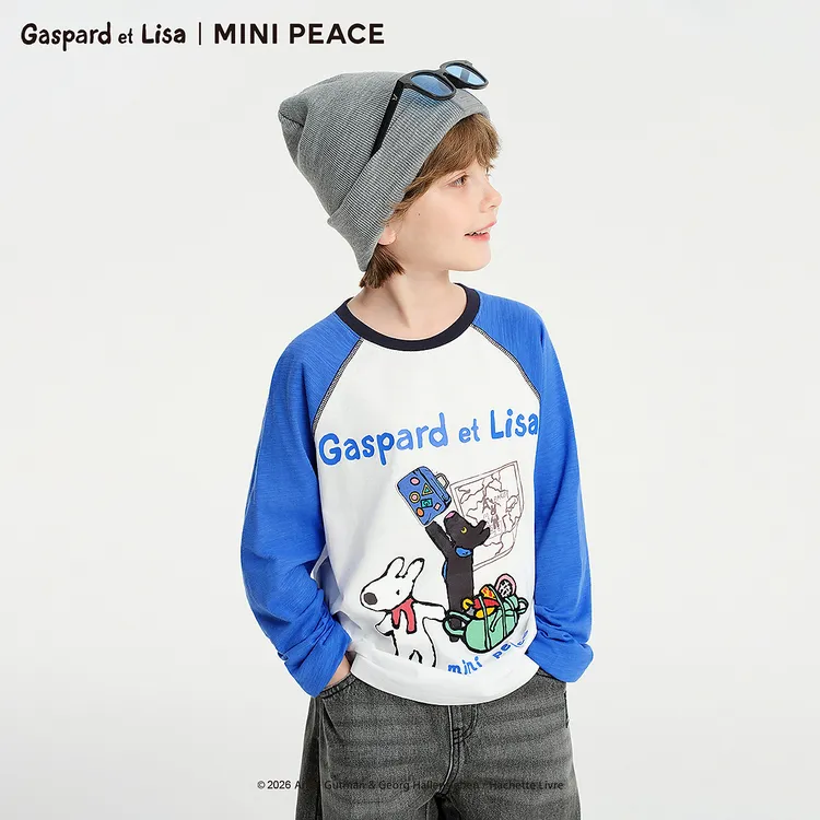 MINIPEACE×卡斯波和丽莎系列太平鸟童装男童插肩袖T恤秋款新