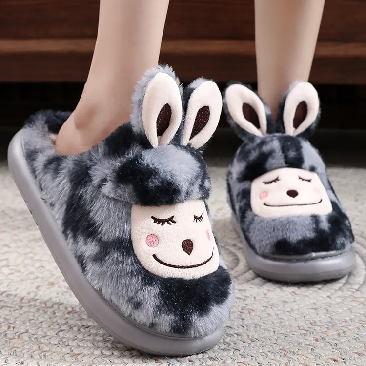 亲子棉拖鞋女秋冬季加厚底防滑毛毛拖鞋男中大童居家拖鞋外穿保暖
