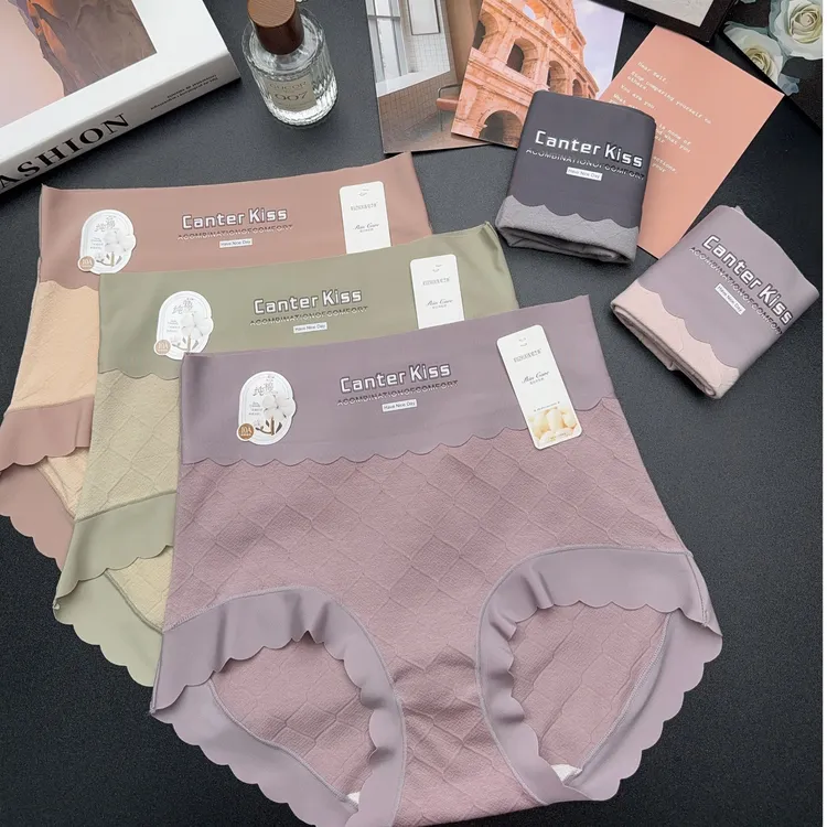 6条装～塑形纯棉提花大码高腰女士内裤抗菌底档三角裤衩19#