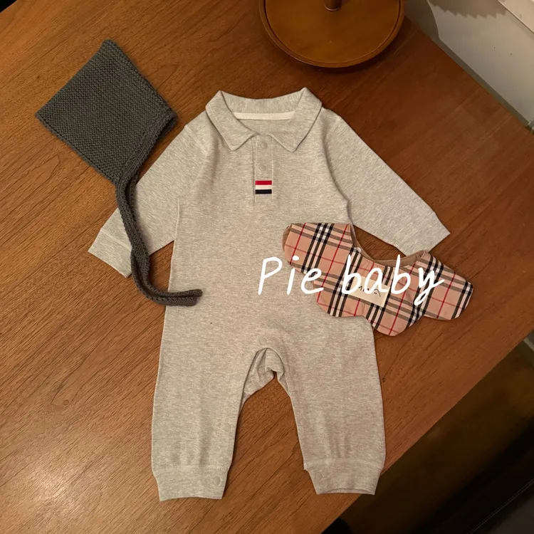 Piebaby-老钱风polo连体衣宝宝秋冬舒绒棉欧美风宝宝秋季衣服