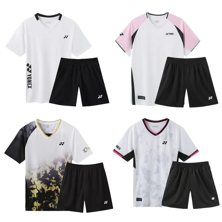 新款速干透气羽毛球服男套装女短袖运动比赛训练服团购定制球衣