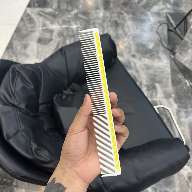 理发师进口高级专业宽齿加长螺纹剪发梳裁剪便携防静电榛果灰棕色