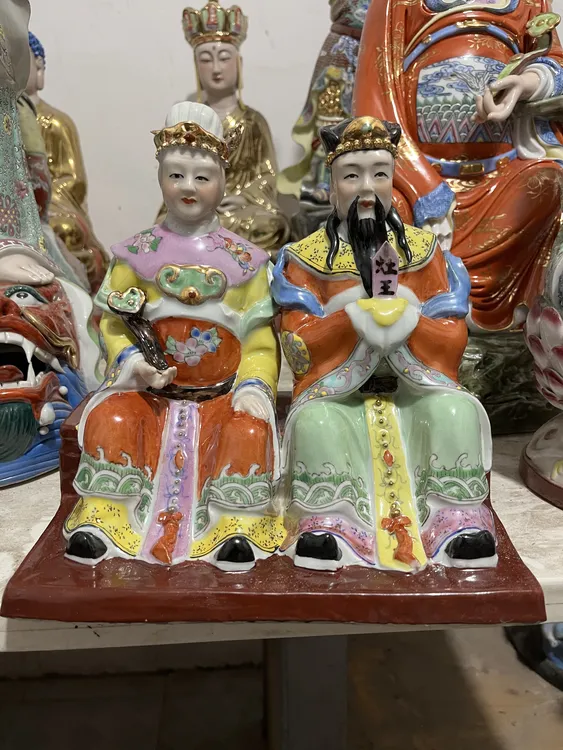 厨房灶公灶婆景德镇陶瓷手工雕刻灶王爷灶奶奶家用厨房摆件灶司爷