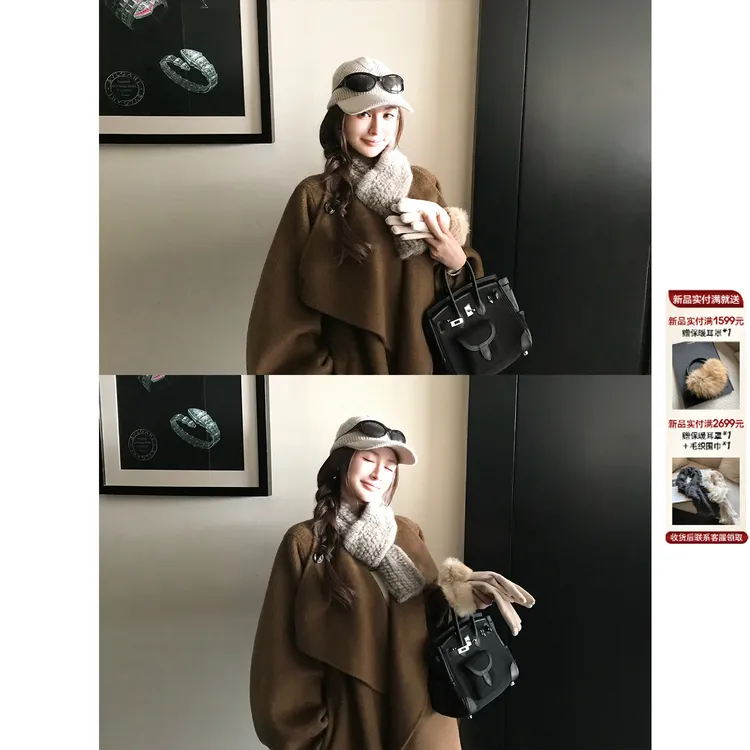 Skk Store 'Luxury剧场大衣'牦牛绒真丝羊毛翻领双面呢长款大衣