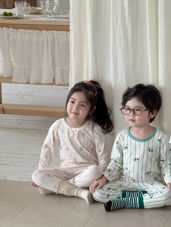 男童女童秋衣秋裤莱卡棉春秋睡衣套装宝宝纯棉打底内衣保暖家居服