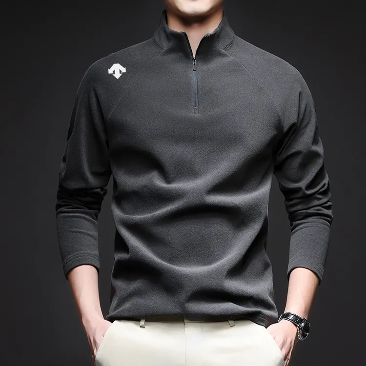  奥特莱斯撤柜丨迪桑家高端德绒半高领拉链男士秋冬保暖t恤打底衫
