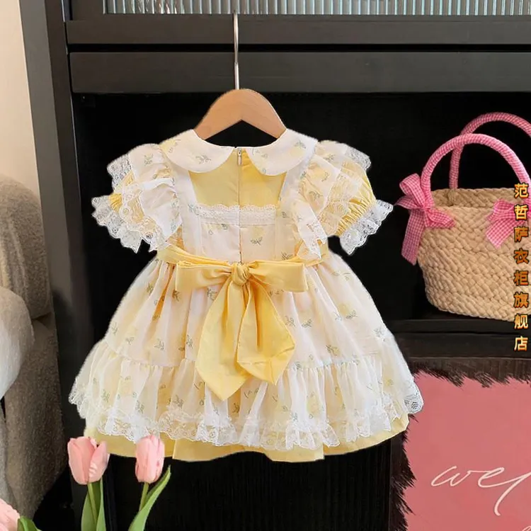 女童洛丽塔夏天洋气儿童公主裙女宝宝蕾丝蓬蓬网纱连衣裙夏装洋装
