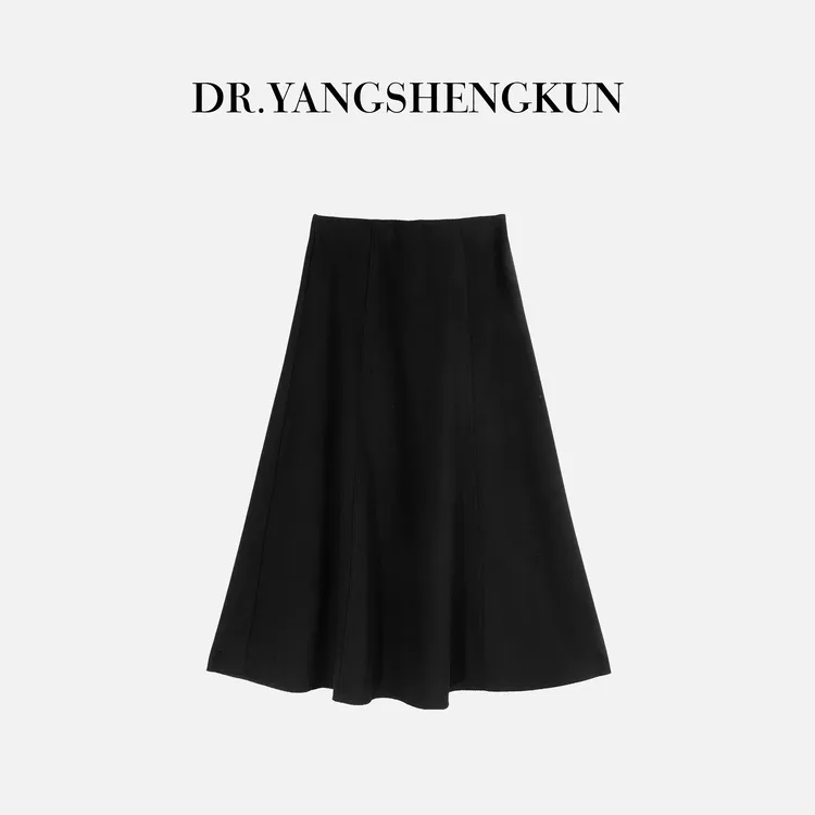 杨圣坤2025新品醋酸羊毛混纺休闲百搭简约气质半身裙S82592346