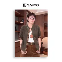 水木夫妻 “劳伦开衫“100%羊毛撞色假两件绞花螺纹针织衫毛衣