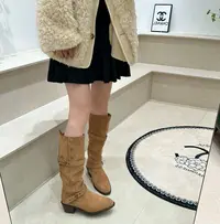 新款圆头粗跟舒适厚底不累脚百搭款长款女靴027-55
