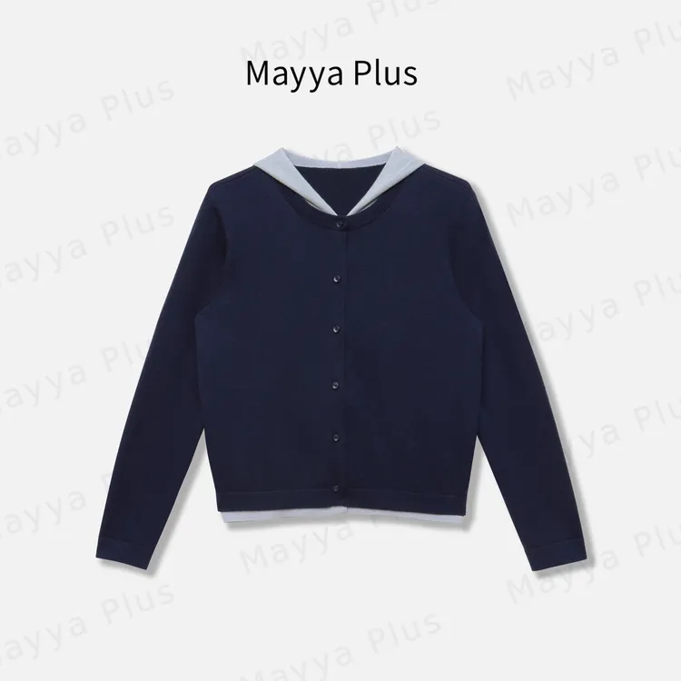 【夹心糖】Mayya Plus麦芽定制流光风假两件百搭针织开衫32537230